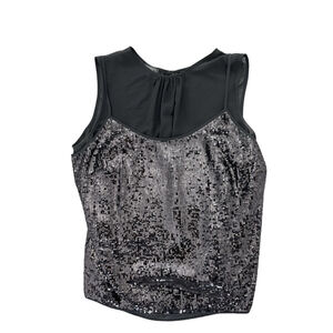 Talbots Tank Top Women's Size 14 Black Silver Sequin